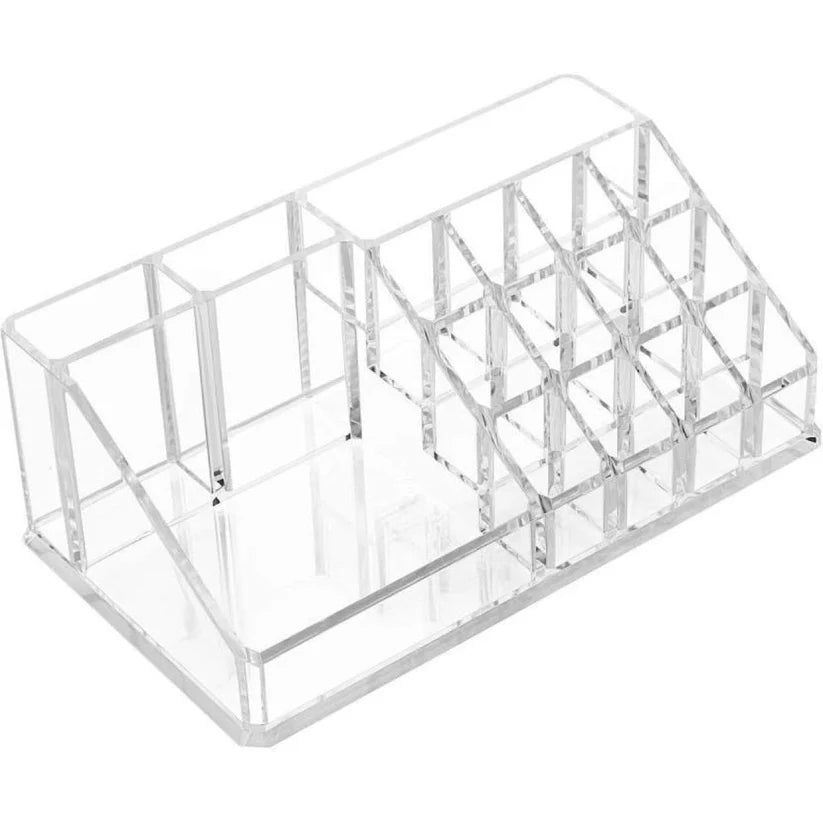 16 Compartment Clear Acrylic Makeup Organizer – Cosmetic & Jewelry Storage Holder