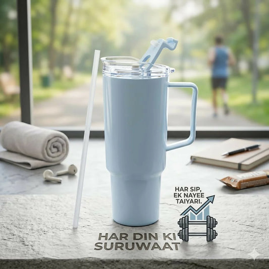 1800ml Insulated Travel Tumbler with Handle & Straw | Leak-Proof BPA-Free Mug