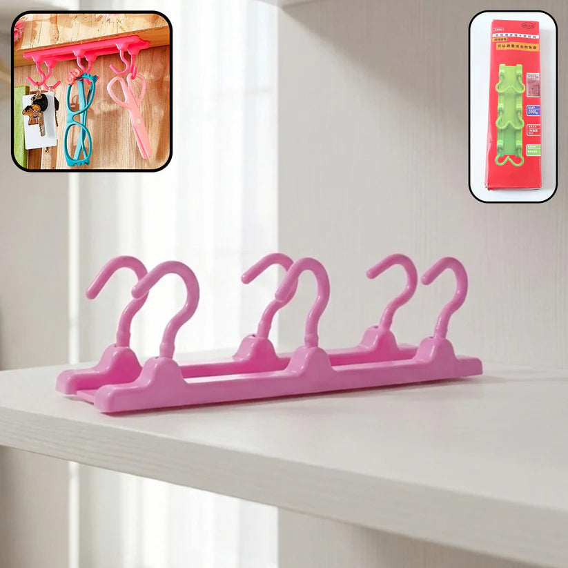 6-Hook Multi-Purpose Adhesive Hanging Organizer Rack for Kitchen, Bathroom & Home Storage