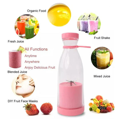 Portable USB Rechargeable Blender Bottle – 420ml Mini Juicer (6-Blade)