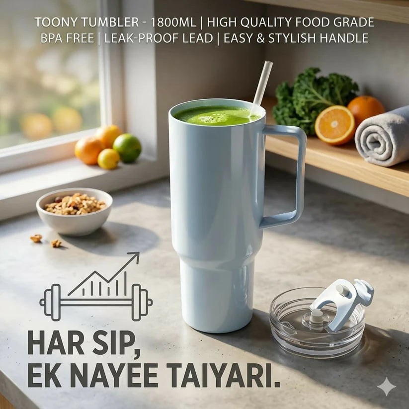 1800ml Insulated Travel Tumbler with Handle & Straw | Leak-Proof BPA-Free Mug
