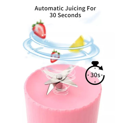 Portable USB Rechargeable Blender Bottle – 420ml Mini Juicer (6-Blade)