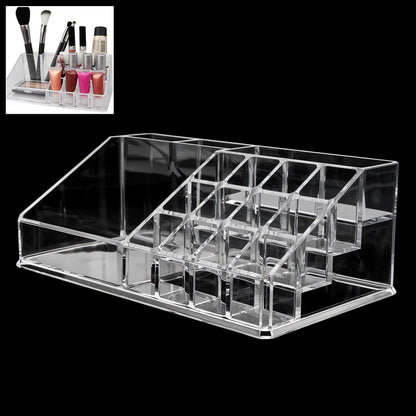16 Compartment Clear Acrylic Makeup Organizer – Cosmetic & Jewelry Storage Holder