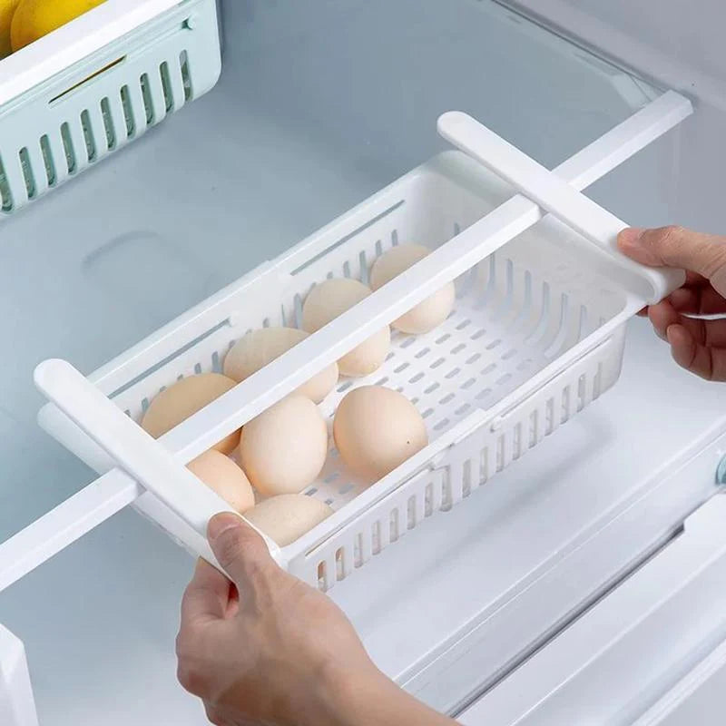 Adjustable Fridge Organizer Drawer (Pack of 4) – Space Saving Storage Baskets