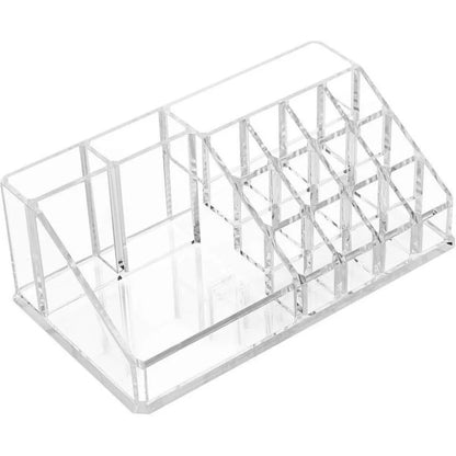 16 Compartment Clear Acrylic Makeup Organizer – Cosmetic & Jewelry Storage Holder