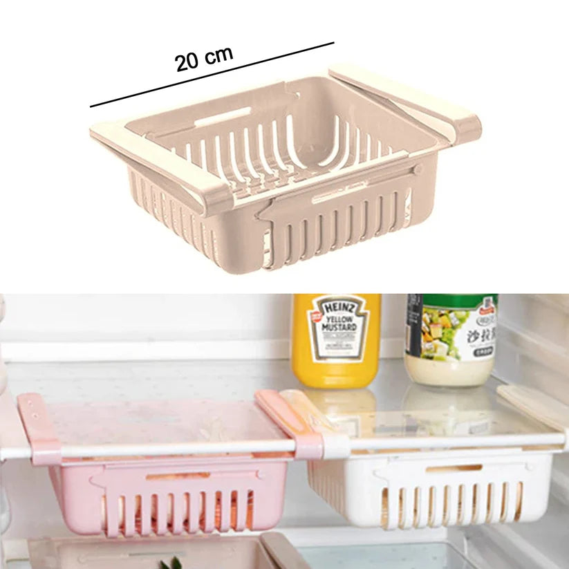 Adjustable Fridge Organizer Drawer (Pack of 4) – Space Saving Storage Baskets