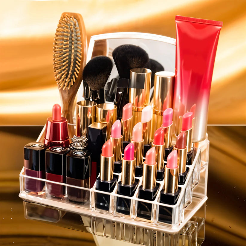16 Compartment Clear Acrylic Makeup Organizer – Cosmetic & Jewelry Storage Holder