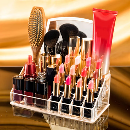 16 Compartment Clear Acrylic Makeup Organizer – Cosmetic & Jewelry Storage Holder