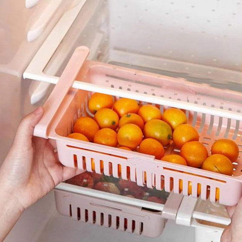 Adjustable Fridge Organizer Drawer (Pack of 4) – Space Saving Storage Baskets