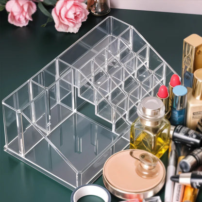 16 Compartment Clear Acrylic Makeup Organizer – Cosmetic & Jewelry Storage Holder